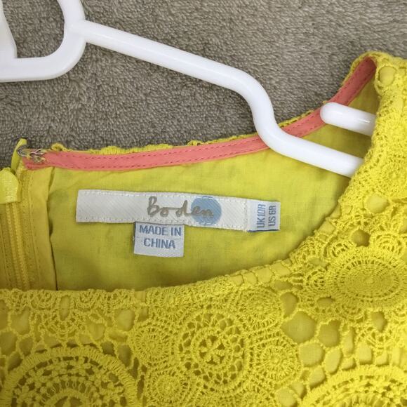 BODEN Yellow Floral Lace Sleeveless Sheath Dress Size 6R - Picture 6 of 8